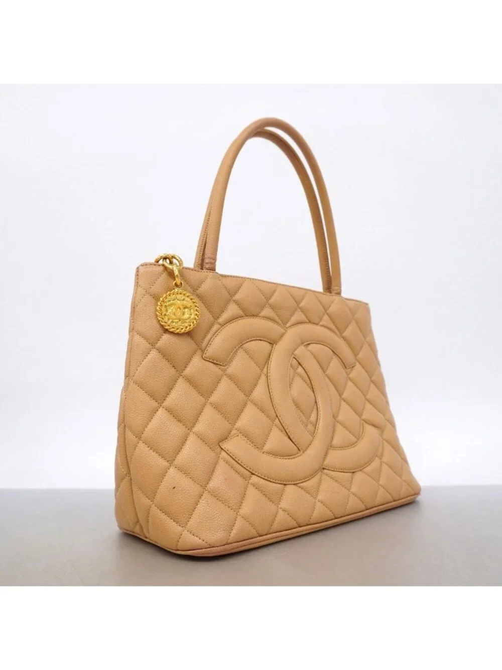 Chanel Tote Reissue Caviar Leather Beige Gold